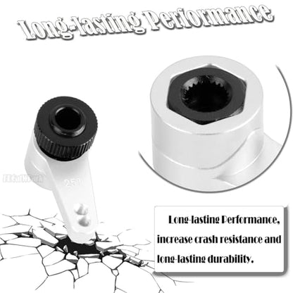 Aluminum 25T Unloading Steering Servo Horn Servo Arm Upgrades Part for 1/10 RBX10 SCX10 90046 Capra 1.9 UTB L0 S1 1/8 LMT Solid AXLE 4WD Monster Truck LOS04022 RC Car,Silver - color: Silver - (25t Servo Arm)