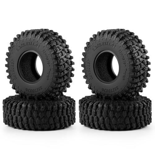 4PCS 1.3" Beadlock Tires with Foam Insert for 1/24 Axial SCX24 AX24 1/18 TRX4M RC Crawler Truck Car Upgrade Parts (E Style) - color: #E Style