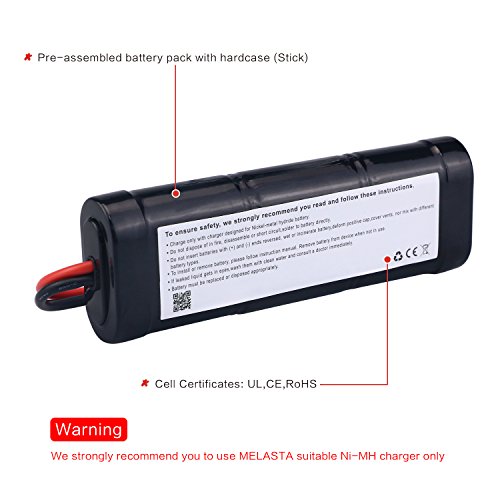 melasta 7.2V 5000mAh 6-Cell NiMH RC Battery for Cars/Trucks | High-capacity 10C discharge rate pack. Tamiya connector. Compatible with RC trucks, tanks, boats, and racing cars.