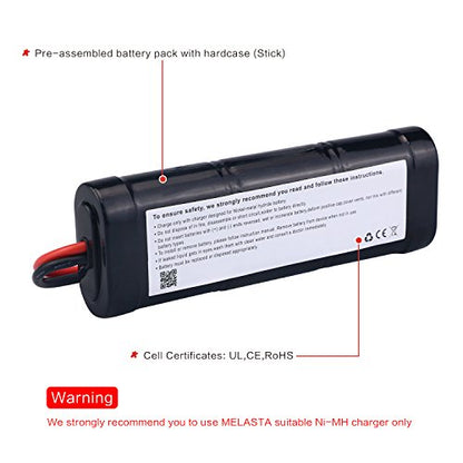 melasta 7.2V 5000mAh 6-Cell NiMH RC Battery for Cars/Trucks | High-capacity 10C discharge rate pack. Tamiya connector. Compatible with RC trucks, tanks, boats, and racing cars.