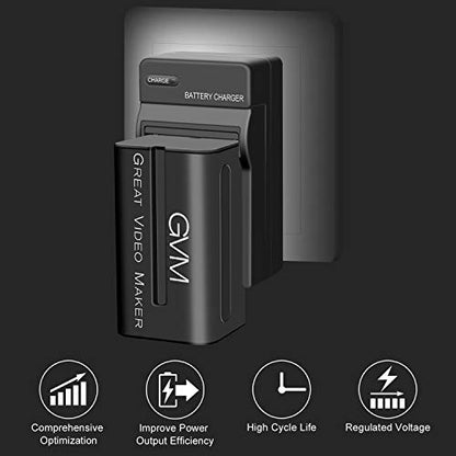 GVM 2 Packs NP-F750 Replacement Batteries 7.2V 4400mAh with Dual Travel Chargers, Compatible with NP-F550/570/750/770/960/970/DCR/DSR/HDR/FDR/HVR/HVL Camera Camcorder LED Video Light Slider Monitor