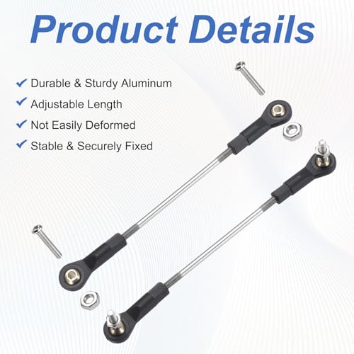 MECCANIXITY 2Pcs Adjustable Turnbuckles Camber Link, 94-104mm Turnbuckle Rod Steering Servo Linkage with M3 Ball Head Rod Ends for RC Car Replace Parts - size: 94-104mm