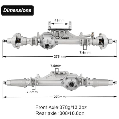 CNC Machined Aluminum Complete Front Rear Straight Axle for 1/10 RC Crawler Axial Wraith 90018 RR10 Bomber 90048 0301 AX10 Upgrade Parts