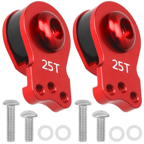 2Pcs Vgoohobby Aluminum RC 25T Servo Saver Adjustable Hi-Torque Servo Saver Compatible with Futaba Tamiya Servos 1/10 Traxxas TRX4 TRX6 SCX10 Capra RC Car (Red) - color: Red