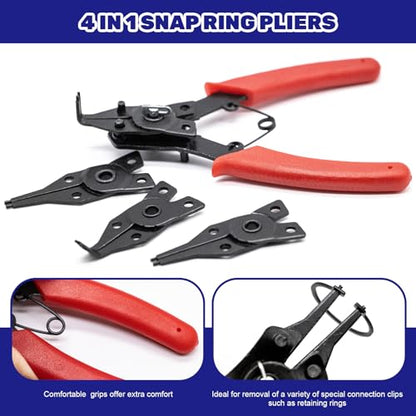 870Pcs Alloy Steel M4-M28 C-Clip External Circlip Snap Rings and 1.5mm-10mm E-Clip Retaining Rings with Snap Ring Pliers for Automobiles Motorcycle Lawnmowers Electrical Appliances