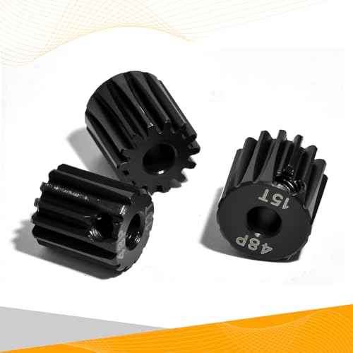 3PCS 48P Pinion Gear Set Hardened Steel 3.175mm Shaft 13T 14T 15T with Screws & Hex for 1/10 RC Arrma Traxxas HPI Kyosho Losi Axial SCX10 Tamiya Monster Truck Buggy Motor Upgrade Parts - size: 13 14 15T