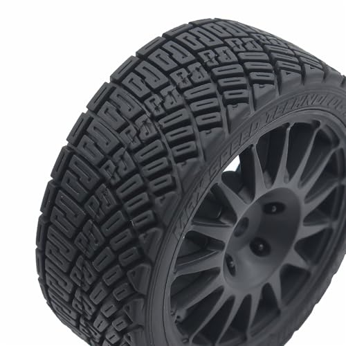 68mm 4PCS 1/10 RC On-Road tires and Hard Plastic wheels set Hex 12mm For WRC Drift Car Conversion 1/10 RC On-Road Car Traxxas Tamiya FW06 TT02 HPI HSP 94122 Kyosho W76 (Black) - color: Black