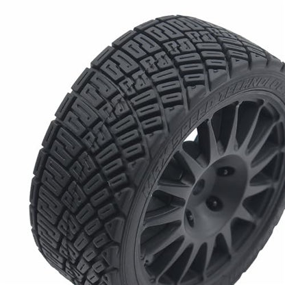 68mm 4PCS 1/10 RC On-Road tires and Hard Plastic wheels set Hex 12mm For WRC Drift Car Conversion 1/10 RC On-Road Car Traxxas Tamiya FW06 TT02 HPI HSP 94122 Kyosho W76 (Black) - color: Black