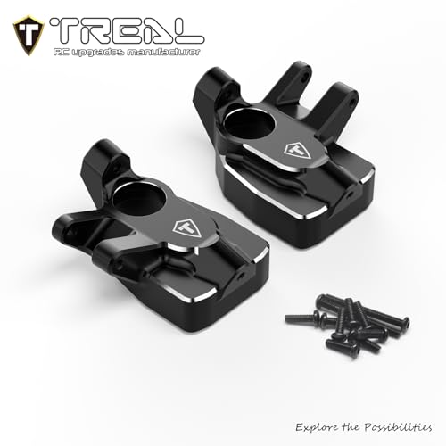 TREAL Aluminum 7075 Front Steering Knuckles Inner Portal Covers (2pcs) for Axial 1/8 AXP8 Gilamon(Black - color: Black