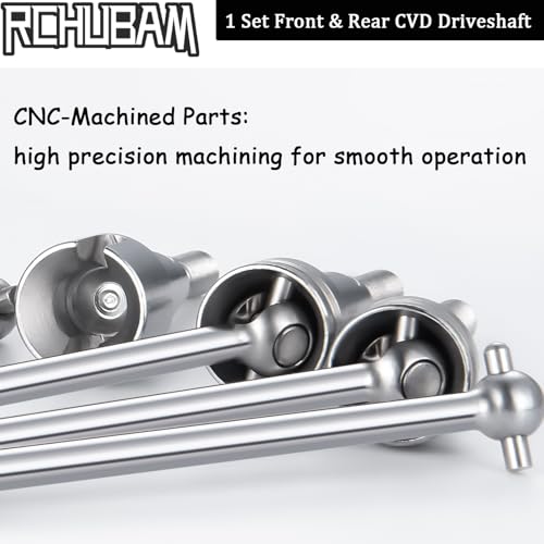 RCHUBAM Front & Rear CVD Driveshaft with M4 Nut for 1/16 RC Truck HBX 16889 | 1 Set Steel Wheel Drive Shafts,RC Upgrade Parts