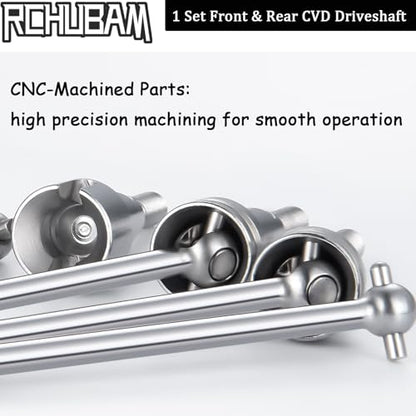 RCHUBAM Front & Rear CVD Driveshaft with M4 Nut for 1/16 RC Truck HBX 16889 | 1 Set Steel Wheel Drive Shafts,RC Upgrade Parts