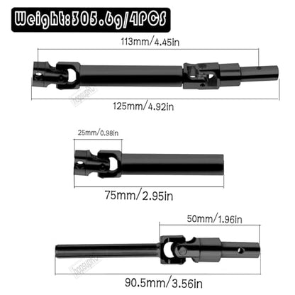 #45 Steel Drive Shaft CVD Upgrades Part for 1/8 Mojave 4X4 4S BLX RC Car,Stainless Front Rear Driveshaft Axles Hops up,4PCS Black