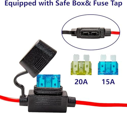 BFXM 2PCS 10AWG 6FT SAE Connector Extension Cables with 15& 20A Fuse | 2 Pin SAE to O Ring Terminal Quick Disconnect Harness for Car, Motorcycle, Solar Panel - color: 10awg6ft*2