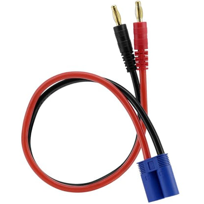 2 Pack Banana Plug Battery Charging Cord, 11.8 Inches EC5 Male Connector to Banana Male Plug Adapter, 12AWG EC5 Battery Charger Cable for RC Drone, Vehicle Toys