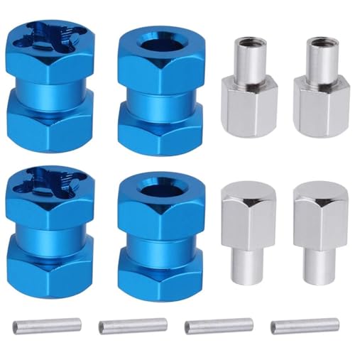 4-Pack HobbyPark 12mm Wheel Hex Drive Hubs Combiner Coupler Aluminum 15mm Offset Extension for 1/10 RC Crawler Car Parts (Blue) - color: Blue, size: 15mm Length