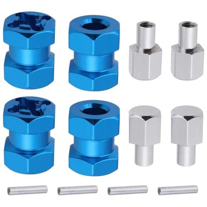 4-Pack HobbyPark 12mm Wheel Hex Drive Hubs Combiner Coupler Aluminum 15mm Offset Extension for 1/10 RC Crawler Car Parts (Blue) - color: Blue, size: 15mm Length