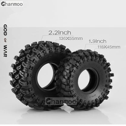 2.2 RC Crawler Tires 1/10 RC Rubber Slingers Grappler Mud Wheels Tyres For 1:10 Scale Rock Crawler Car Axial SCX10 90047 D90 TF2 Tamiya CC01 Traxxas TRX4 2.2in Beadlock Rims 4PCS