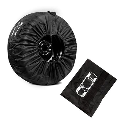 Spare Tire Cover, 26" Sunproof and Anti-Aging Protector for All Seasons, Full Coverage Portable Foldable Tire Storage Accessory with Carrying Handle and Tool Bag, for Most Cars (Black #S)