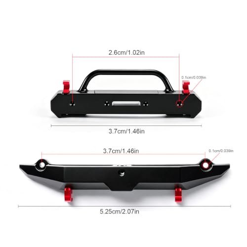 Aluminum Front & Rear Bumper for SCX30 Bronco RC Bumper for 1/30 RC Crawler Upgrades Part - color: Black