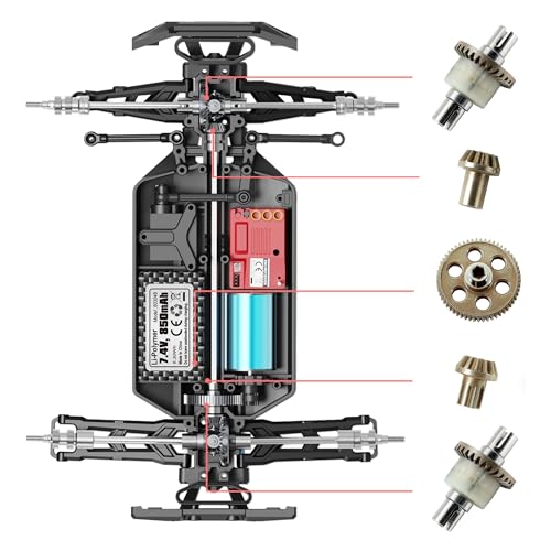 HAIBOXING 1:18 RC Cars Spare Parts, Metal Spur Gear Drive Pinions and Diff Complete Apply to 18859A & 18859 & 18858 & 18868(M1901-M1902)