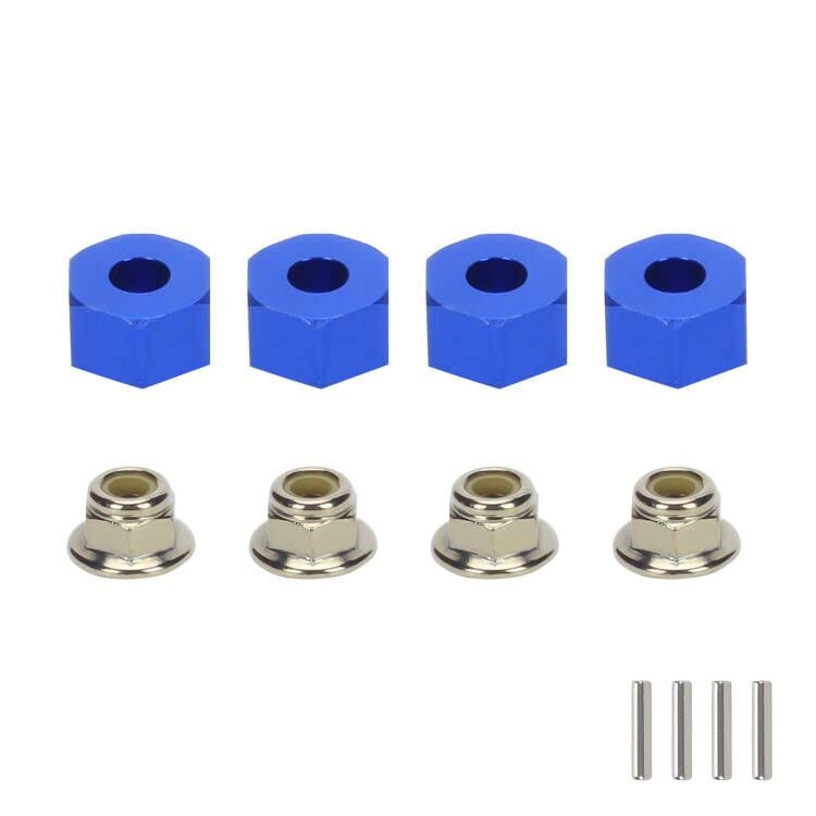 RCAWD 12mm Aluminum Wheel Hex Drive Hub Adaptor (4P) & M4 Locknut (4P) RC Model Car Parts Blue(Orange) - color: Navy Blue