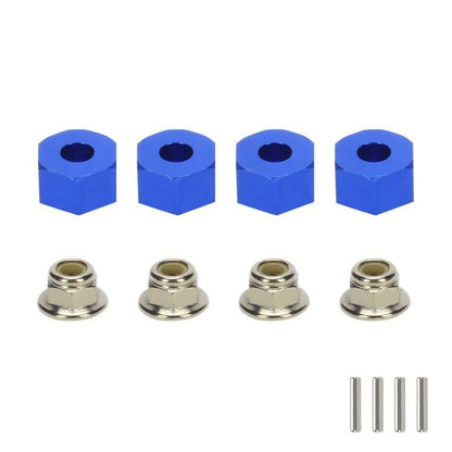 RCAWD 12mm Aluminum Wheel Hex Drive Hub Adaptor (4P) & M4 Locknut (4P) RC Model Car Parts Blue(Orange) - color: Navy Blue