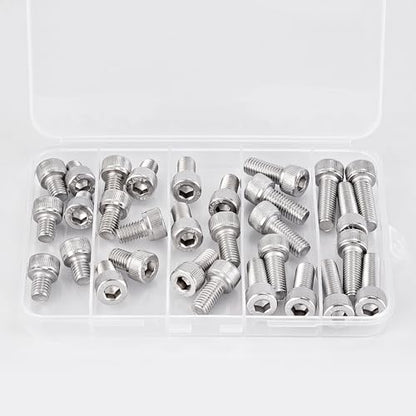 M8 x 10mm 12mm 16mm 20mm 25mm Hex Socket Head Cap Screws Bolts, 304 Stainless Steel, Metric Fully Threaded, Machine Allen Hex Drive, Bright Finish, Assortment Kit 30PCS - size: M8 x 10/12/16/20/25mm (30PCS)