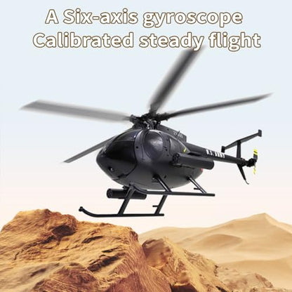 Remote Control Helicopter, C189 MD500 RC Helicopter Model, 1/28 Scale 4CH Single-Rotor Helicopters with 6-Axis Gyro and Brushless Motor, 2.4GHz RC Aircraft for Adults, 2 Batteries (Black) - color: Black