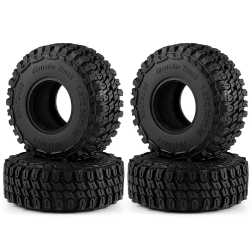 4PCS 1.3" Beadlock Tires with Foam Insert for 1/24 Axial SCX24 AX24 1/18 TRX4M RC Crawler Truck Car Upgrade Parts (C Style) - color: #C Style
