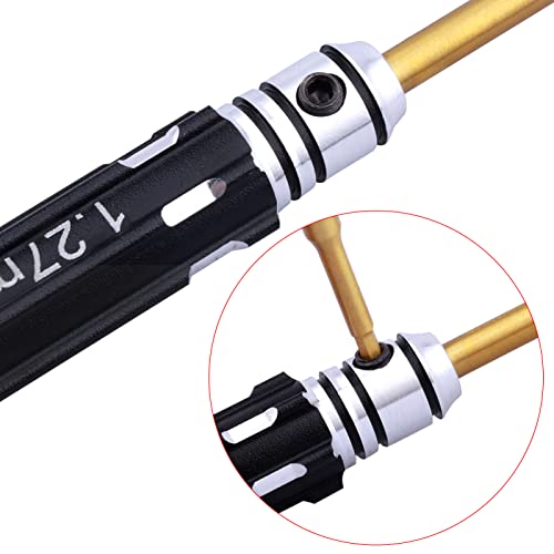 5Pcs Mini 0.9mm 1.27mm 1.3mm 1.5mm 2.0mm Hex Screw Driver Set Titanium Hexagon Screwdriver & 4-way Wrench Tool Kit for Axial SCX24 1/18 1/24 1/28 RC Crawler Truck