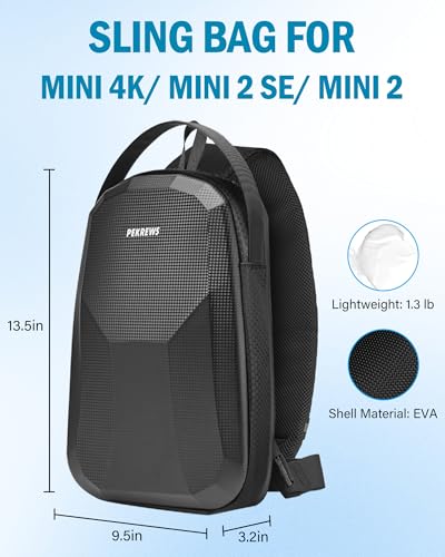 Mini 4K Case, for DJI Mini 4K/2/2 SE, RC-N1 Controller, Drone Bag | Waterproof, Travel Drone Sling Backpack, for Charging Hub and 3 Batteries, Hard Carrying Case for DJI Drone Accessories