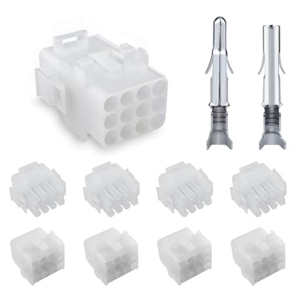 JRready ST6429 MLX Connector 12 Pin (4 Matched Sets), 2.13mm Diameter Sockets 14-20 AWG, Compatible with Molex MLX Power Connector, 6.35mm Pitch, Free Hanging - size: MLX 12Pin Connector