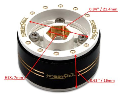 Adjustable Offset 1.0 Beadlock Wheels Brass Rims Negative Offset 44g/Rim for RC Micro Crawler 1/18 TRX4M 1/24 Axial SCX24 90081, (4-Pack, HS701451) - color: White