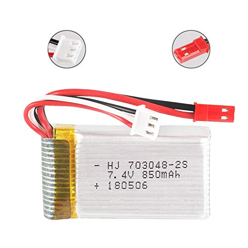 2 Pcs 7.4V 850mAH 20C Lipo Battery 703048 JST Plug for UDI U829A U829X MJX X600 Remote Control Car Boat Drone