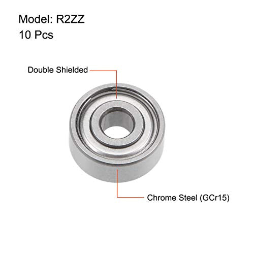 uxcell R2ZZ Deep Groove Ball Bearing 1/8-inchx3/8-inchx5/32-inch Shielded Z2 Lever Bearings 10pcs - size: 1/8"x3/8"x5/32"