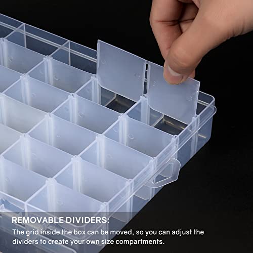 BTremary 36 Grids Clear Craft Storage Boxes with Compartments, Bead Organizer Storage Box, Plastic Jewellery Organizer Box, Small Parts Organizer for Rock Screw Seed Washi Tape - size: 36 Grids
