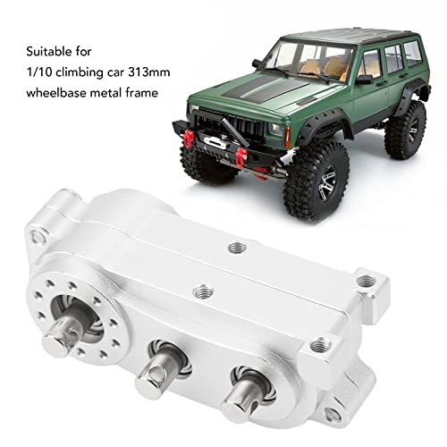 VBESTLIFE Transfer Case 313mm Wheelbase 2 Speed CNC Machined Anodised Aluminium Alloy RC Parts for Scx10 1/10 RC Car (Silver) - color: Silver