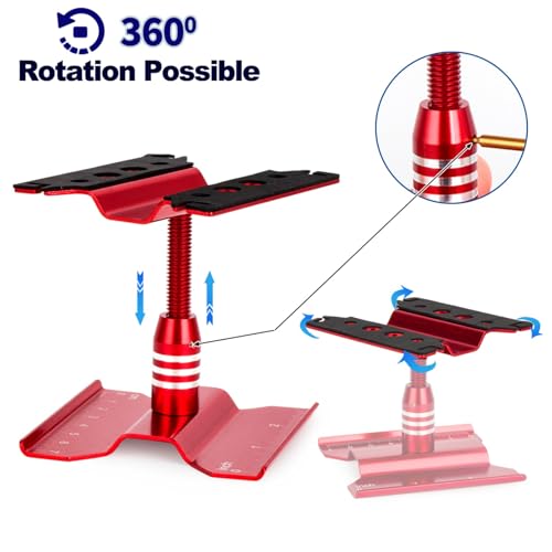 RC Car Repair Workstation,Aluminum 360 Degree Rotation Lift Lower Work Stand Body Mounts for SCX24 TRX4M FCX24 1/18 1/24 Scale RC Truck Crawler Buggy (Silver)