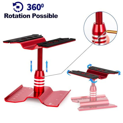RC Car Repair Workstation,Aluminum 360 Degree Rotation Lift Lower Work Stand Body Mounts for SCX24 TRX4M FCX24 1/18 1/24 Scale RC Truck Crawler Buggy (Silver)