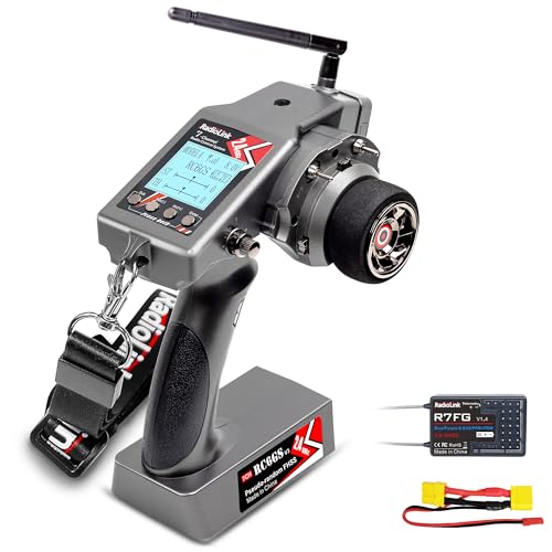 Radiolink 2.4GHz RC6GS V3 7 Channels RC Transmitter and R7FG Gyro Receiver | 600m rc controller and receiver kit, Voltage Telemetry, 30 Models Storage for Remote Control Car/Boat/Truck/Buggy/Crawler