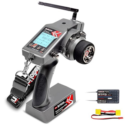 Radiolink 2.4GHz RC6GS V3 7 Channels RC Transmitter and R7FG Gyro Receiver | 600m rc controller and receiver kit, Voltage Telemetry, 30 Models Storage for Remote Control Car/Boat/Truck/Buggy/Crawler