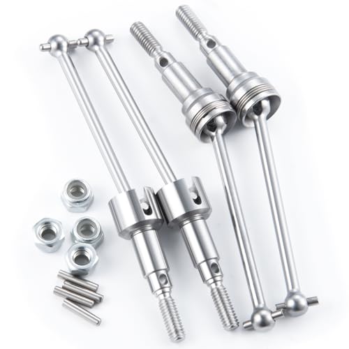RCHUBAM Front & Rear CVD Driveshaft with M4 Nut for 1/16 RC Truck HBX 16889 | 1 Set Steel Wheel Drive Shafts,RC Upgrade Parts