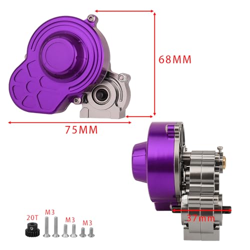 All Metal Complete Gearbox Transmission with Motor Gears for 313mm Wheelbase 1/10 RC Crawler Truck Axial SCX10 & SCX10 II DIY Upgrade Parts (Purple) - color: Purple