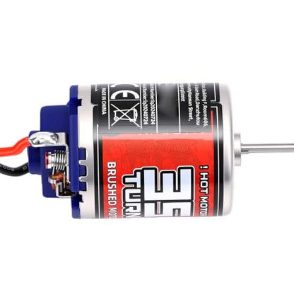 Drfeify RC Brushed Motor, 370 35T, Stainless Steel, 2.0mm D Shaft | JST Female Connector, Low Noise Vibration Precision, Heat Proof Pure Copper Windings, for RC Model Car