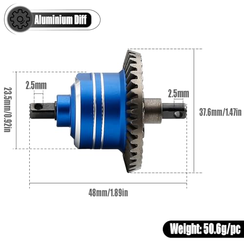 1/10 Front Rear Differential Upgrades Diff for 1/10 Traxxas Slash Rustler Stampede Hoss 4x4 VXL Ford 150，2PCS #45 Steel Differential, Replaced #5381#6882#5379(Blue) - color: Blue