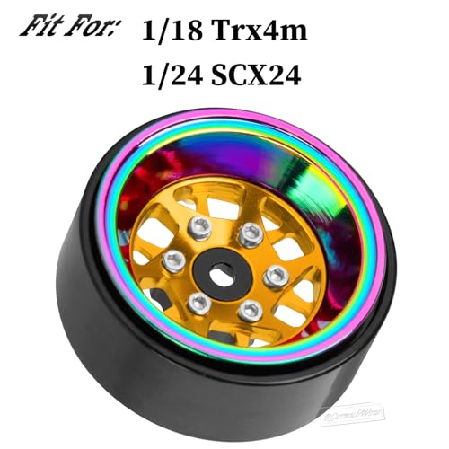 RC 1.3" Beadlock Wheels 1.3 rc Wheels for RC Crawler 1/18 TRX4M,1/24 SCX24,Alloy Aluminium 1.3 Beadlock Wheels 1.3 rc Rims,4pcs,Yellow - color: Yellow(4pcs)