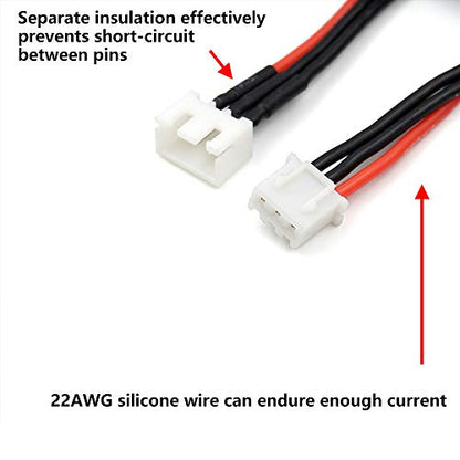 JST-XH 2S 3S Balance Plug Extension Lead Wire 200mm for LiPo Battery Balance Charging 22AWG Silicone