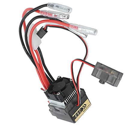 360A Waterproof Brushed ESC Electronic Speed Controller with Heat Sink Cooling Fan Heavy Duty Upgrade Replacement Part for 1/10 RC Car Crawler Truck Buggy