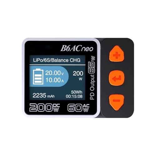 B6ACneo B6AC neo Smart Charger DC 200W AC 60W RC Battery Balance Charger B6AC neo for LiPo/Life/LiIon/LiHV Battery(1-6s) /NiMH/NiCd (1-15s) Batteries