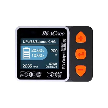 B6ACneo B6AC neo Smart Charger DC 200W AC 60W RC Battery Balance Charger B6AC neo for LiPo/Life/LiIon/LiHV Battery(1-6s) /NiMH/NiCd (1-15s) Batteries